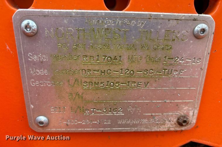 image for item DT4624 2018 Northwest Tillers DR-HC-120-SC-TURF tiller
