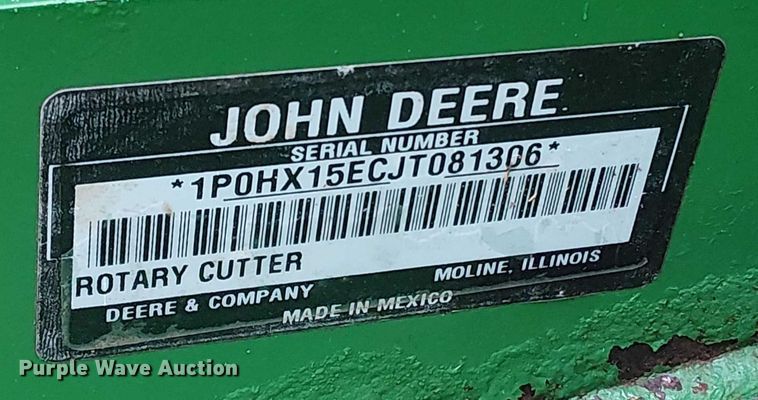 image for item DT4634 2018 John Deere HX15 batwing rotary mower