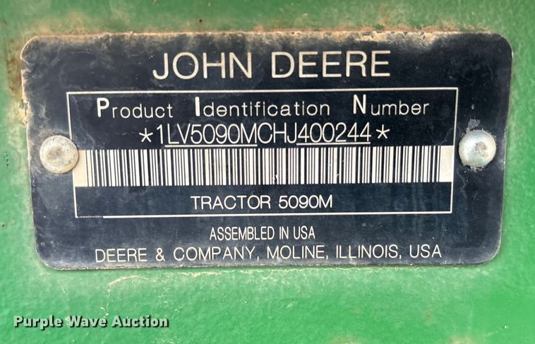 image for item DT4640 2017 John Deere 5090M tractor