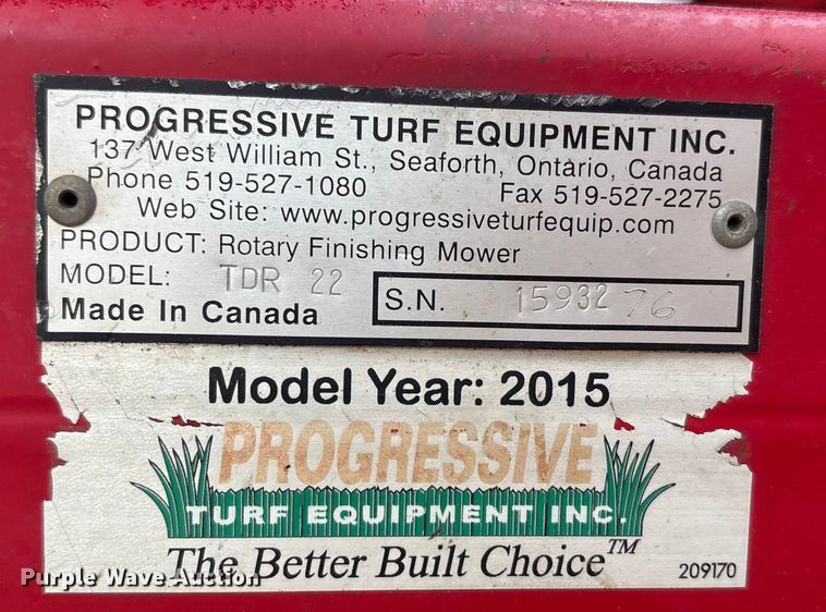 image for item DT4650 2015 Progressive Turf Equipment Inc. TDR 22 batwing finish mower