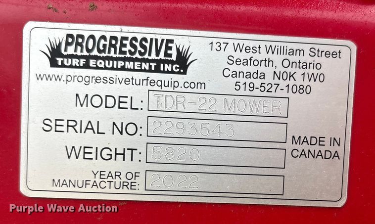 image for item DT4651 2022 Progressive Turf Equipment Inc. TDR-22 batwing finish mower