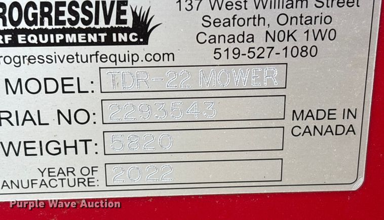 image for item DT4651 2022 Progressive Turf Equipment Inc. TDR-22 batwing finish mower