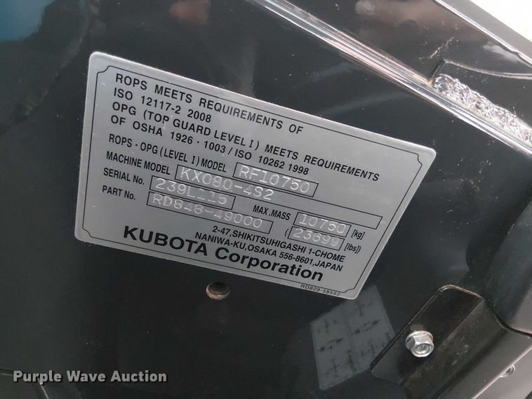 image for item DT4655 Kubota KX080-4S2 mini excavator