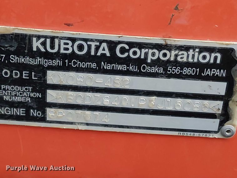 image for item DT4655 Kubota KX080-4S2 mini excavator