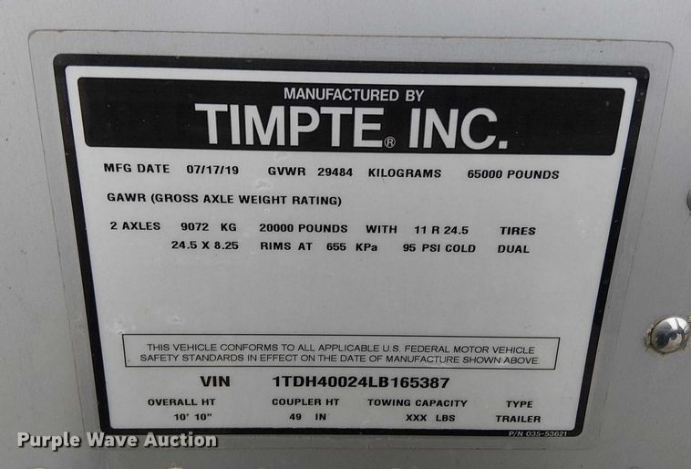 image for item DT4682 2020 Timpte grain trailer