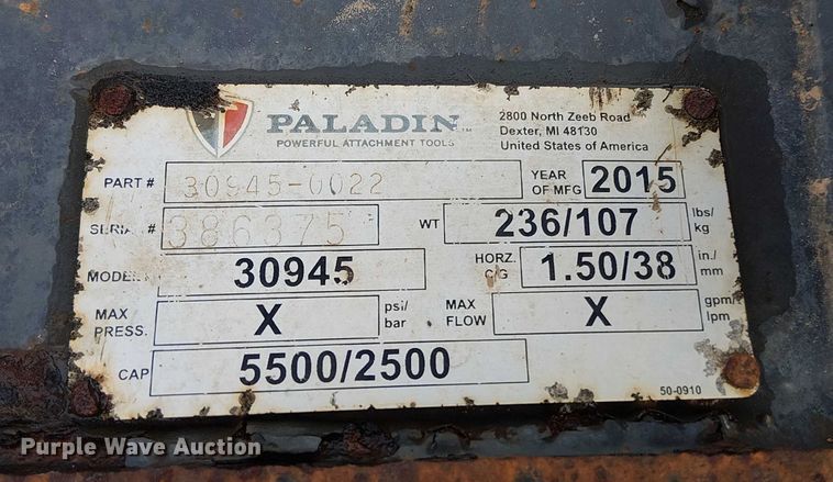 image for item DT4696 2015 Paladin skid steer forks