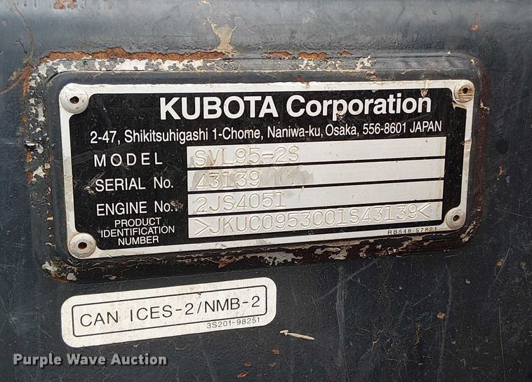 image for item DT4702 2019 Kubota SVL95-2S tracked skid steer loader