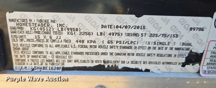 image for item DT4733 2015 Homesteader 816PT enclosed cargo trailer