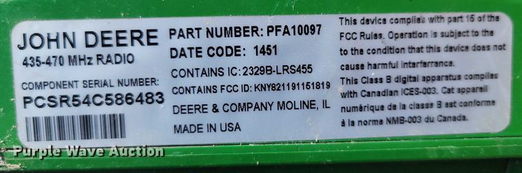 image for item DX6637 John Deere StarFire 3000 GPS RTK receiver