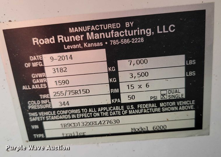 image for item EA2570 2014 RoadRuner 6000 fuel trailer