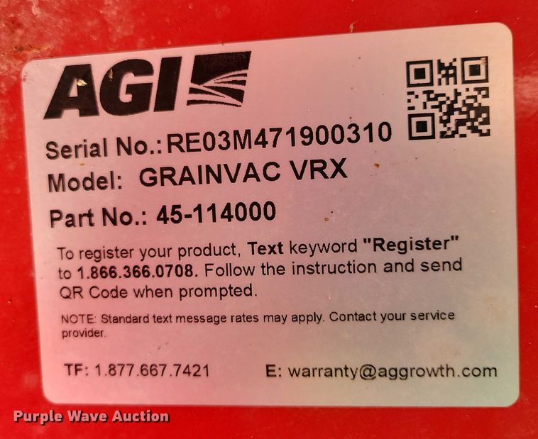 image for item EA2573 2020 Rem VRX grain vacuum