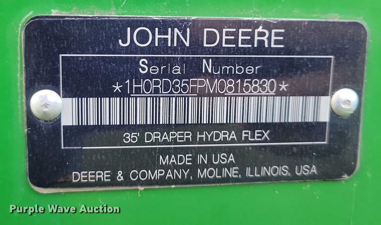 image for item EA2580 2021 John Deere  RD35F flex draper head