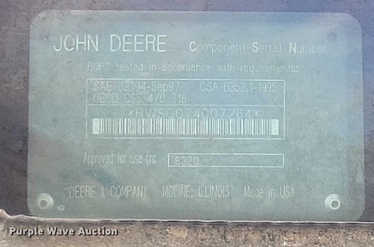 image for item EA2586 2002 John Deere  8320 MFWD tractor