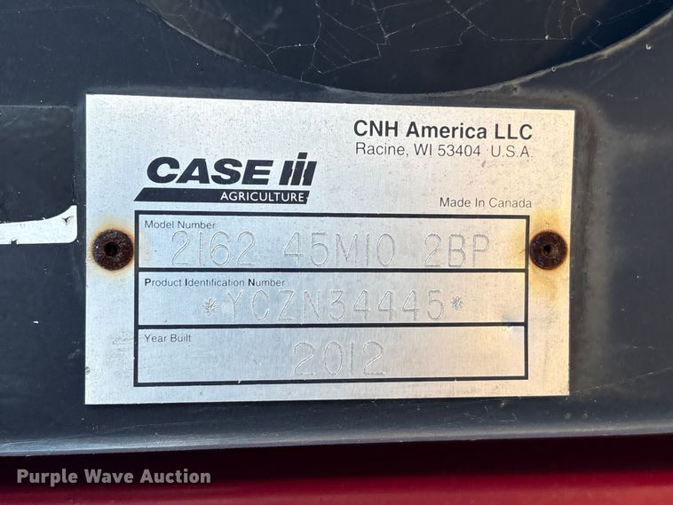 image for item EA7077 2012 Case 2162 45M10 2BP draper head