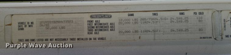 image for item EB1184 1992 Freightliner FLD truck cab and chassis