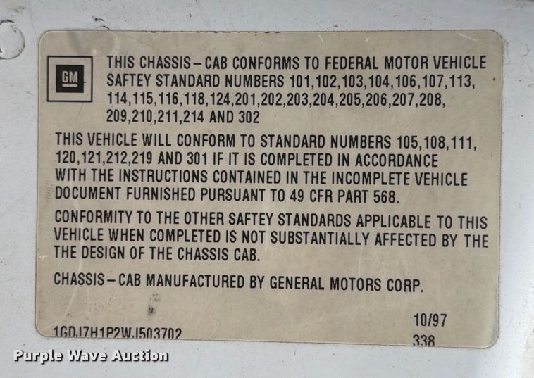 image for item ED5059 1998 GMC C7500 grain truck