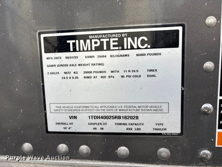 image for item EM0055 2024 Timpte Super Hopper grain trailer
