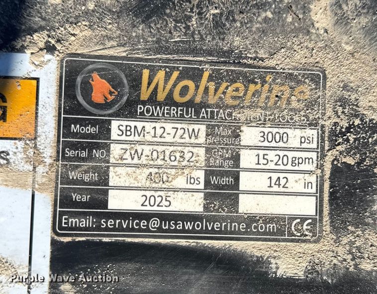 image for item EN0060 2025 Wolverine SBM-12-72W skid steer sickle mower