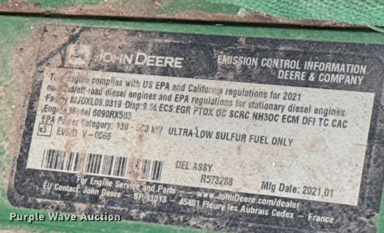image for item EP2528 2021 John Deere 8R 370 MFWD tractor