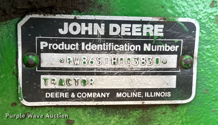 image for item ET4054 1983 John Deere 8650 4WD tractor