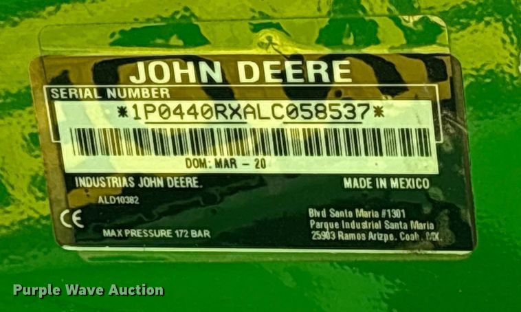 image for item ET7326 2020 John Deere 4044R MFWD tractor
