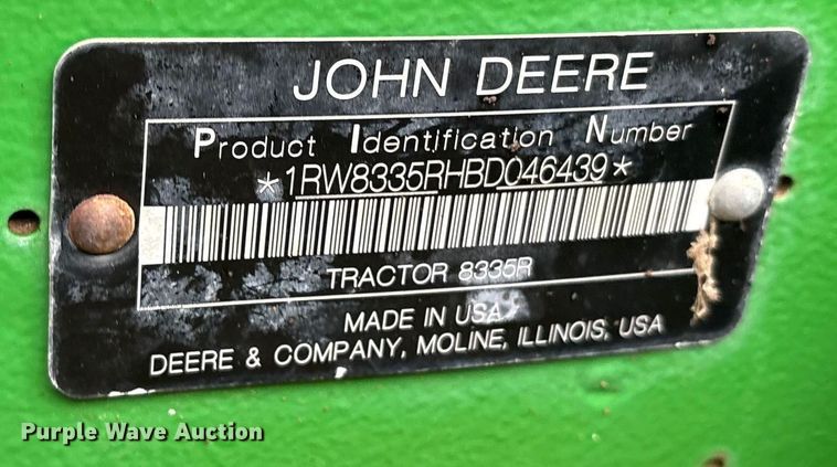 image for item ET7354 2011 John Deere 8335R MFWD tractor