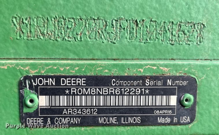 image for item EU4741 2015 John Deere 8270R MFWD tractor