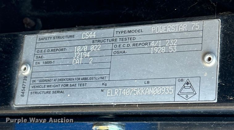 image for item EU5498 2019 New Holland PowerStar 75 MFWD tractor