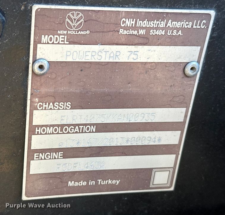 image for item EU5498 2019 New Holland PowerStar 75 MFWD tractor