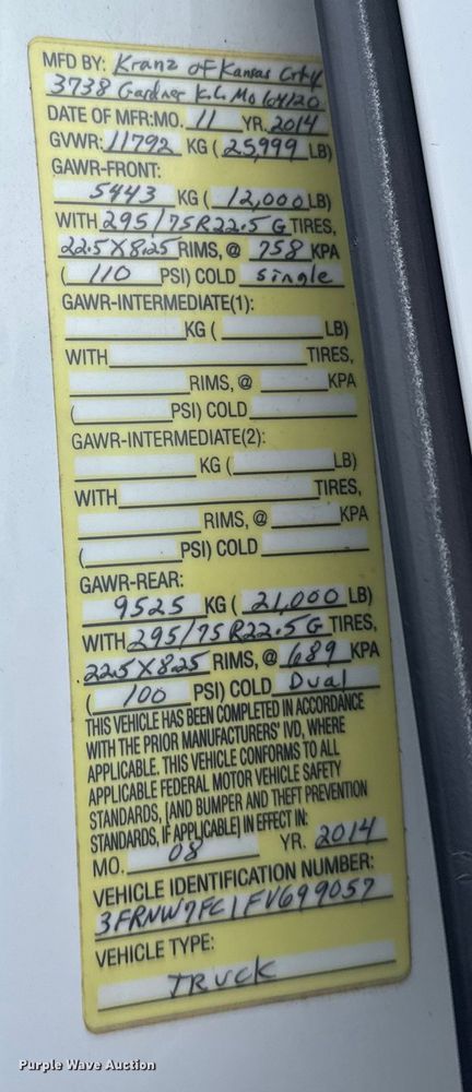 image for item EU6363 2015 Ford F750 Super Duty Crew Cab utility / service truck