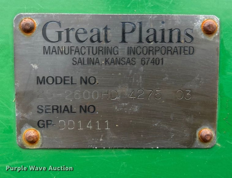 image for item EU6366 2008 Great Plains 2S-2600 HD grain drill