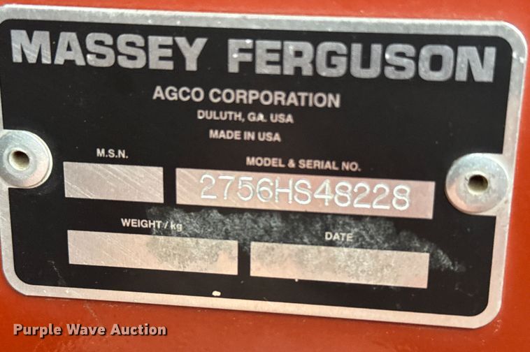 image for item EU6413 2007 Massey Ferguson 2756 round baler