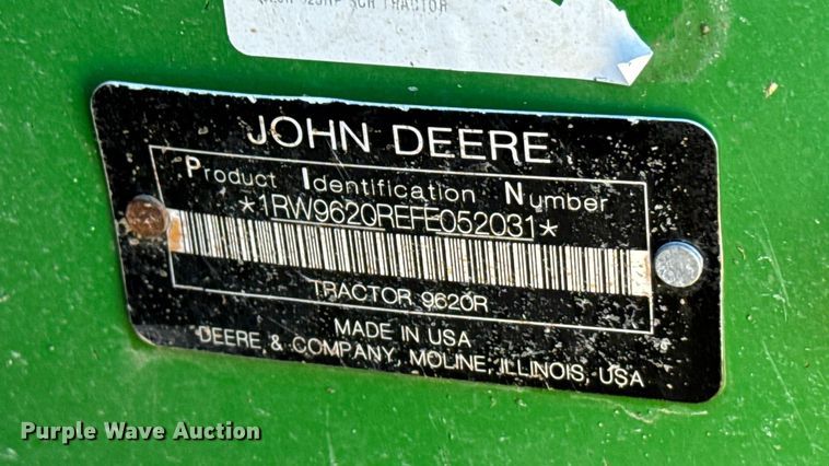 image for item EU6429 2015 John Deere 9620R Scraper Special 4WD tractor