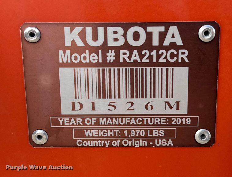 image for item EU6469 2019 Kubota RR212CR hay rake