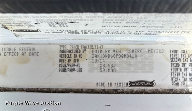 image for item EV4423 2015 Freightliner Coronado semi truck