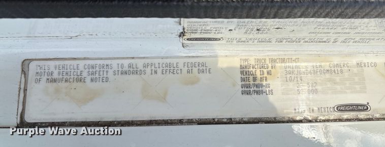 image for item EV4423 2015 Freightliner Coronado semi truck