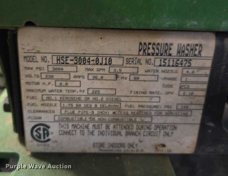 image for item EV4512 John Deere AC-3000EH pressure washer