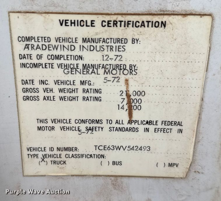 image for item NA9931 1972 GMC 6500 Custom grain truck