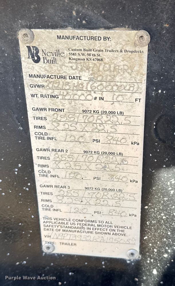 image for item NB9021 2019 Neville Built sprayer trailer