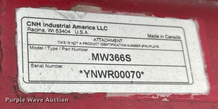 image for item NB9022 Case IH MW366S mower deck