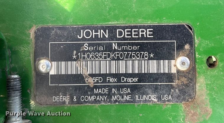 image for item YA1519 2015 John Deere 635FD HydraFlex flex draper head