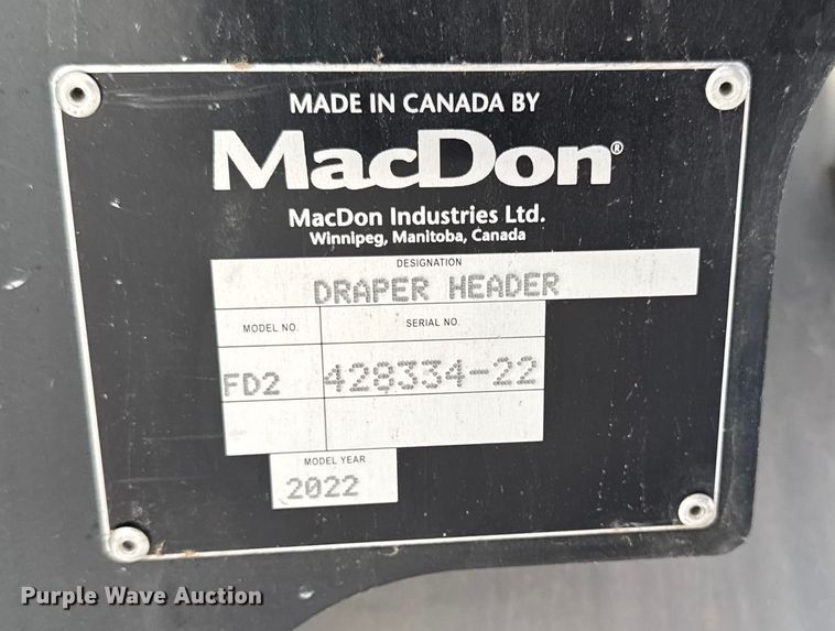 image for item YA1615 2022 MacDon FD2 flex draper head