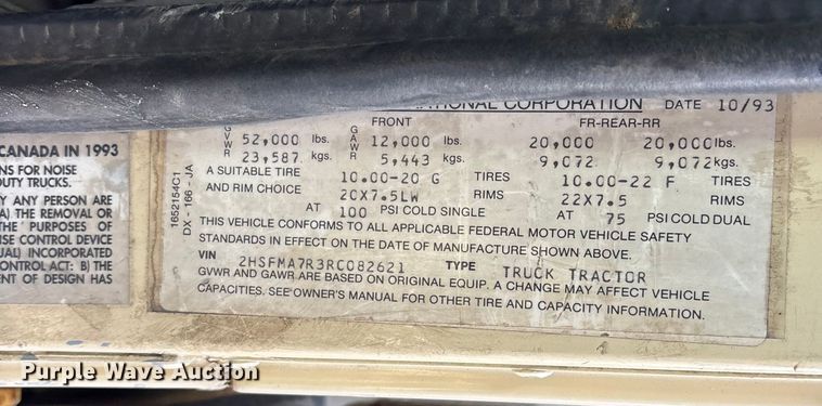 image for item DK0171 1994 International 9200 9200 box truck