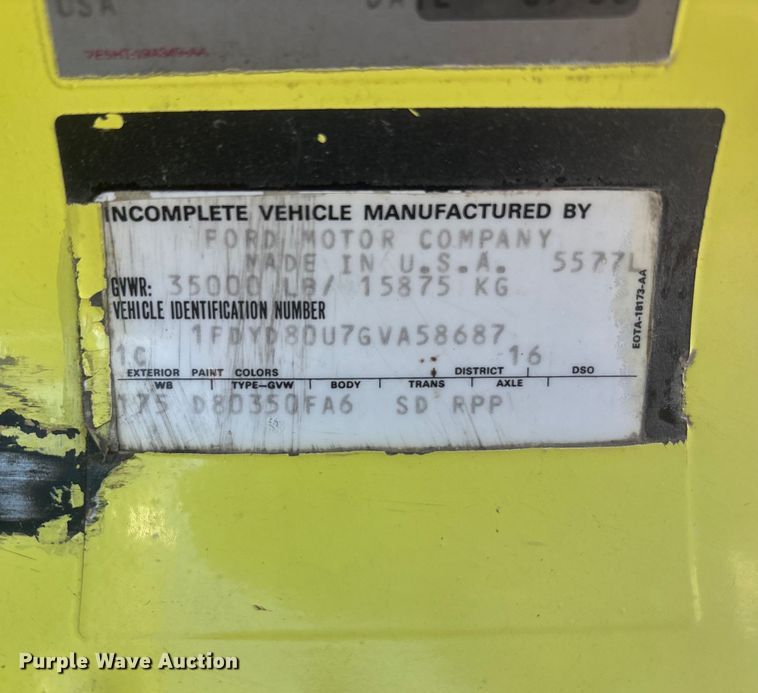 image for item DK0199 1986 Ford C8000 fire truck