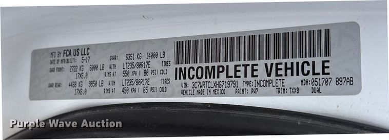 image for item DM1990 2017 RAM 3500HD Crew Cab flatbed pickup truck