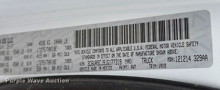 image for item DM1991 2018 RAM 2500HD Crew Cab pickup truck