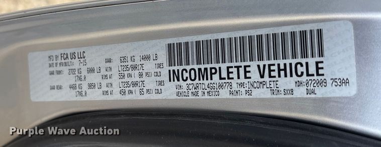 image for item DM1992 2016 RAM 3500HD Crew Cab flatbed pickup truck