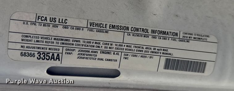 image for item DQ4146 2018 RAM 3500HD flatbed pickup truck