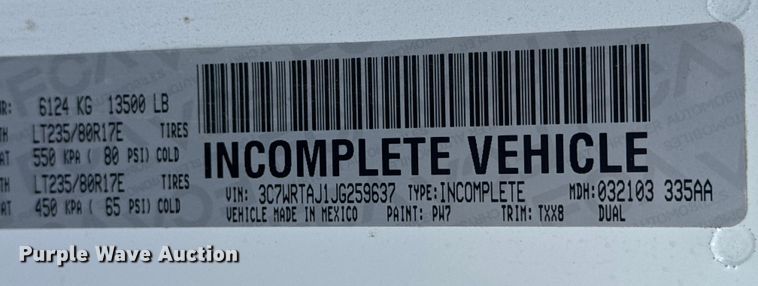 image for item DQ4146 2018 RAM 3500HD flatbed pickup truck