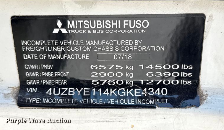 image for item DQ4148 2019 Mitsubishi Fuso FE140 flatbed truck